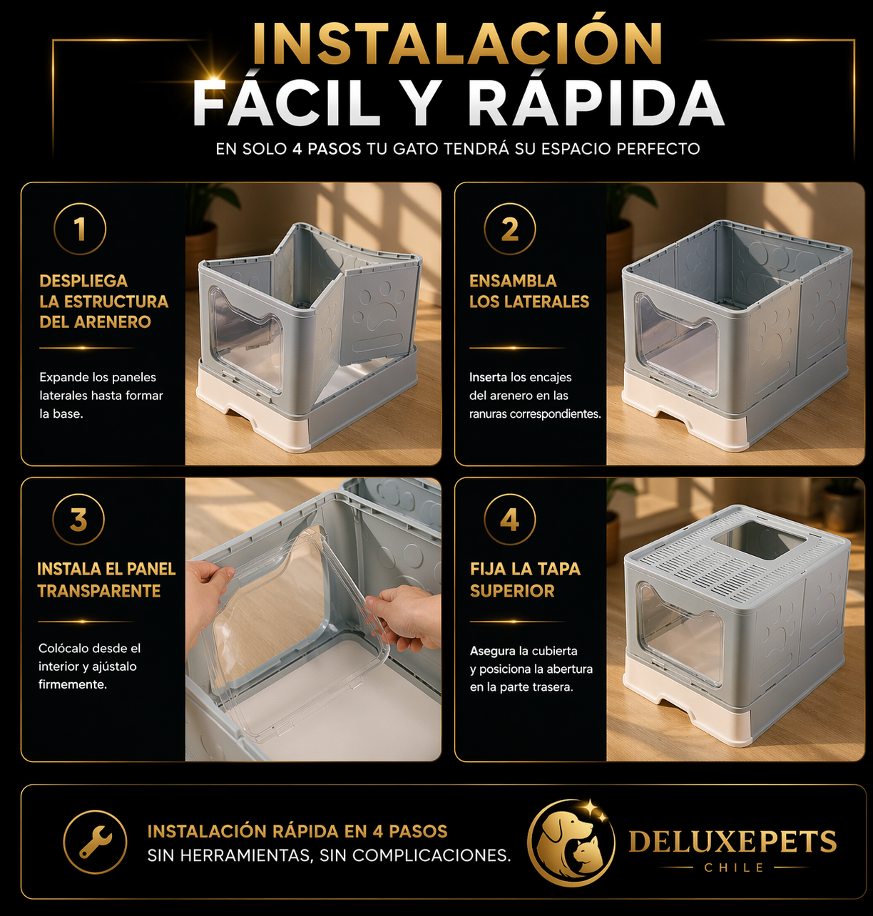 Arenero Cerrado Premium para Gatos DeluxePets — Más Limpieza, Menos Olores
