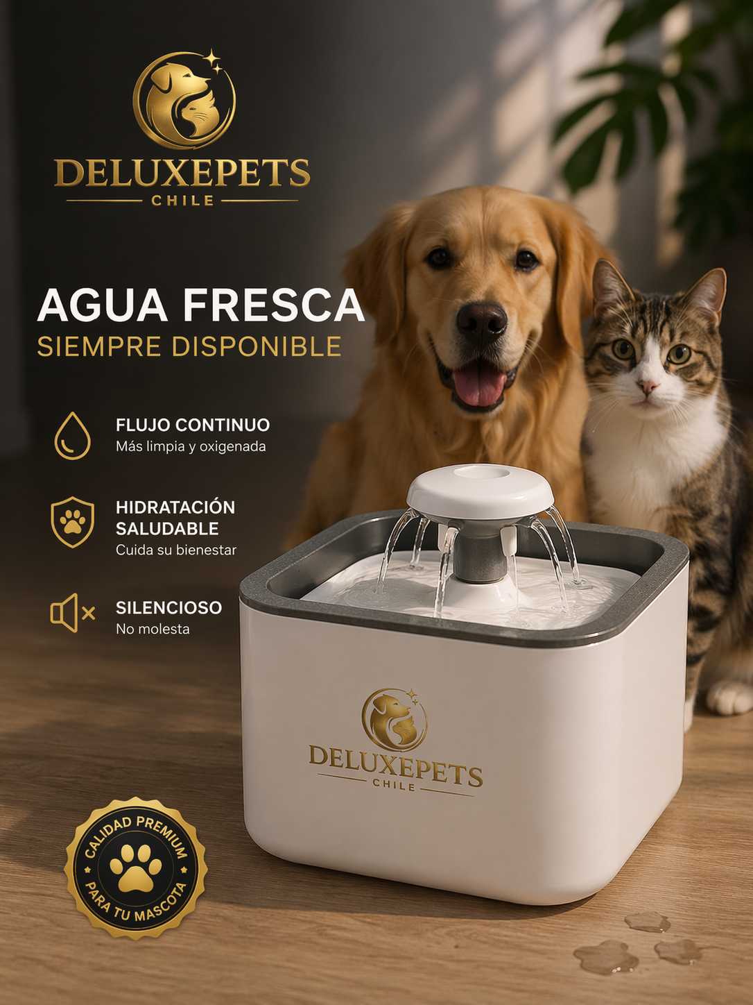 Bebedero Automático Premium DeluxePets – Agua Fresca Continua 💧🐶🐱