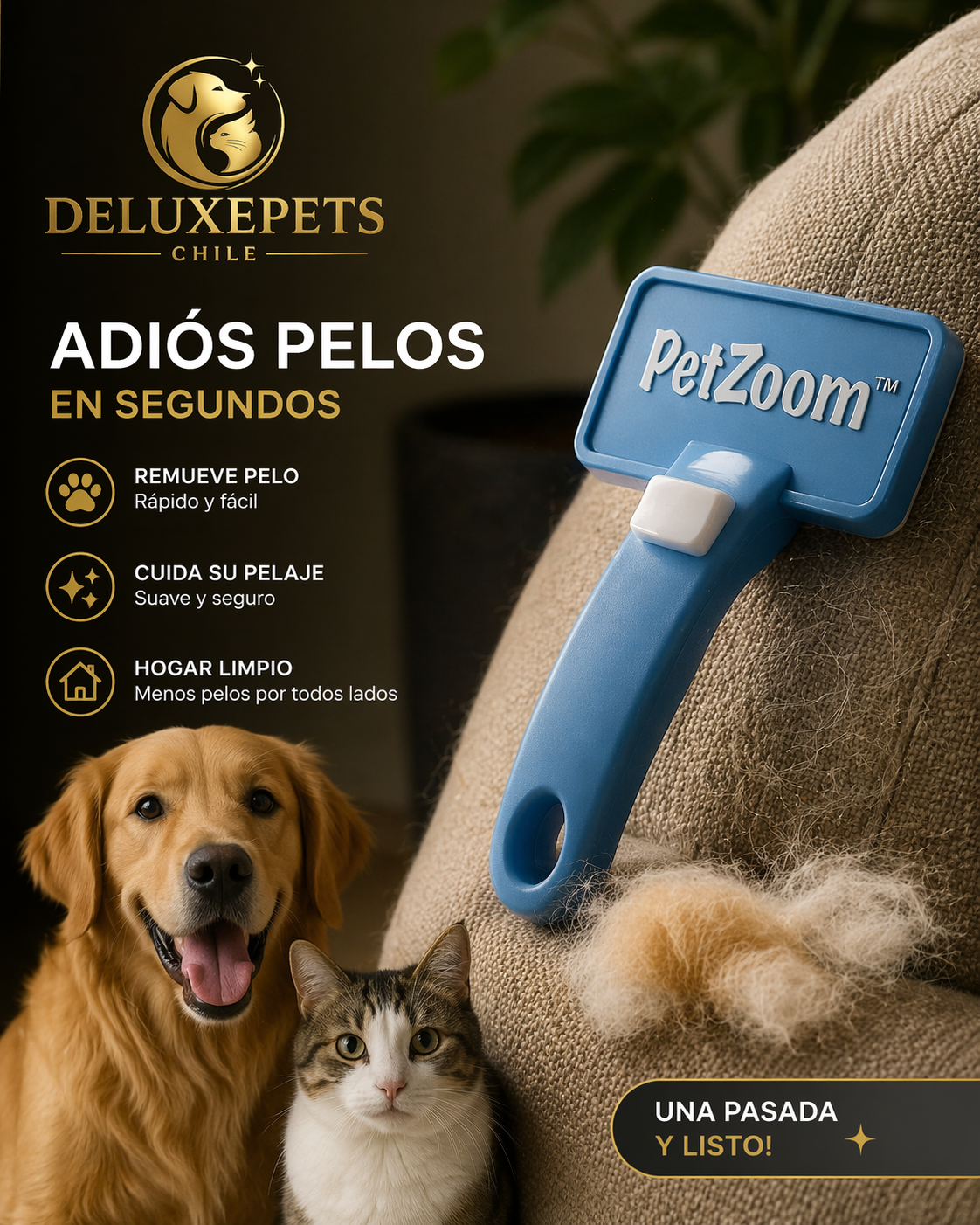 Cepillo Removedor de Pelos DeluxePets – Adiós Pelos en Segundos 🐾✨