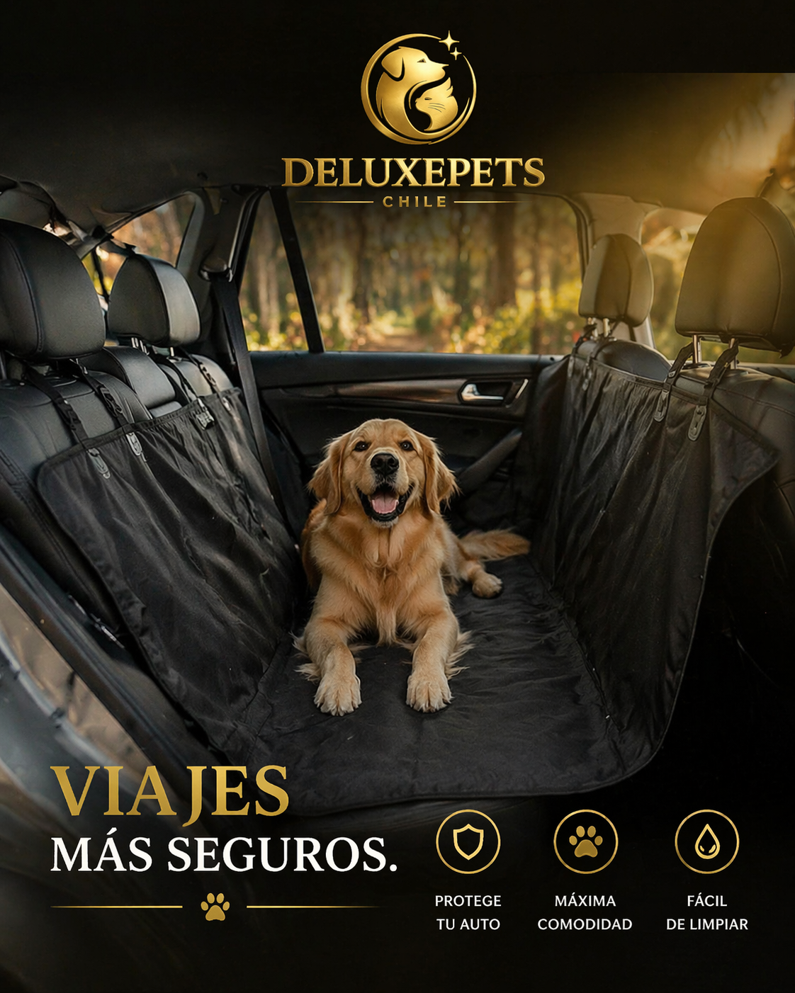 Cubre Asientos para Perros DeluxePets — Mantén tu Auto Limpio y Protegido