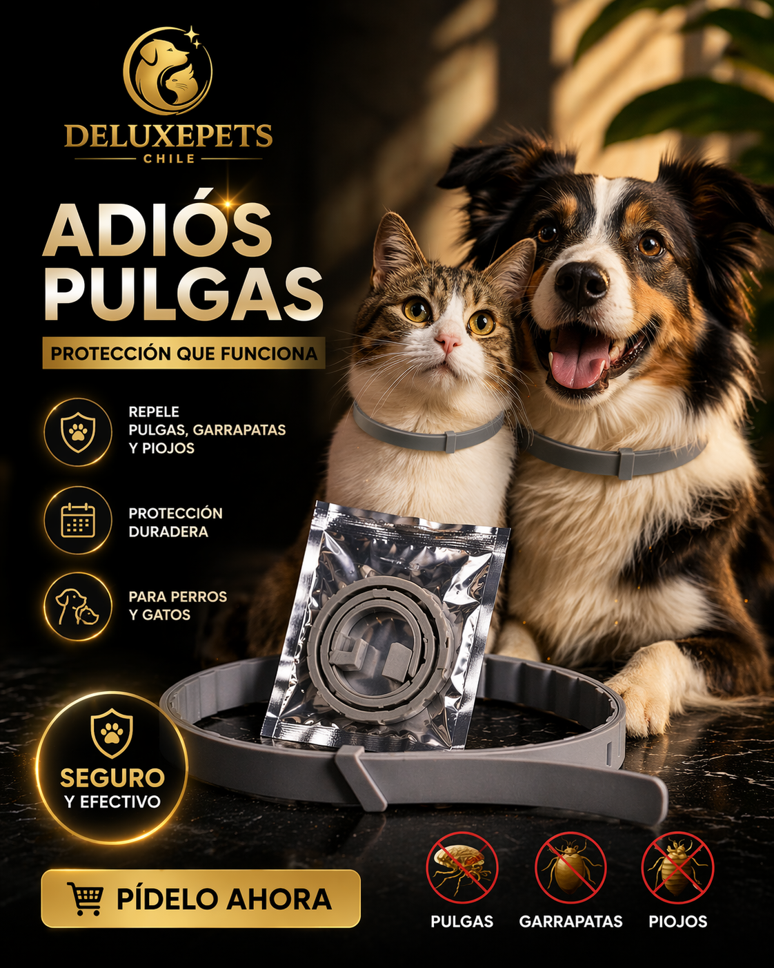 Collar Antipulgas DeluxePets — Protección Total para Perros y Gatos