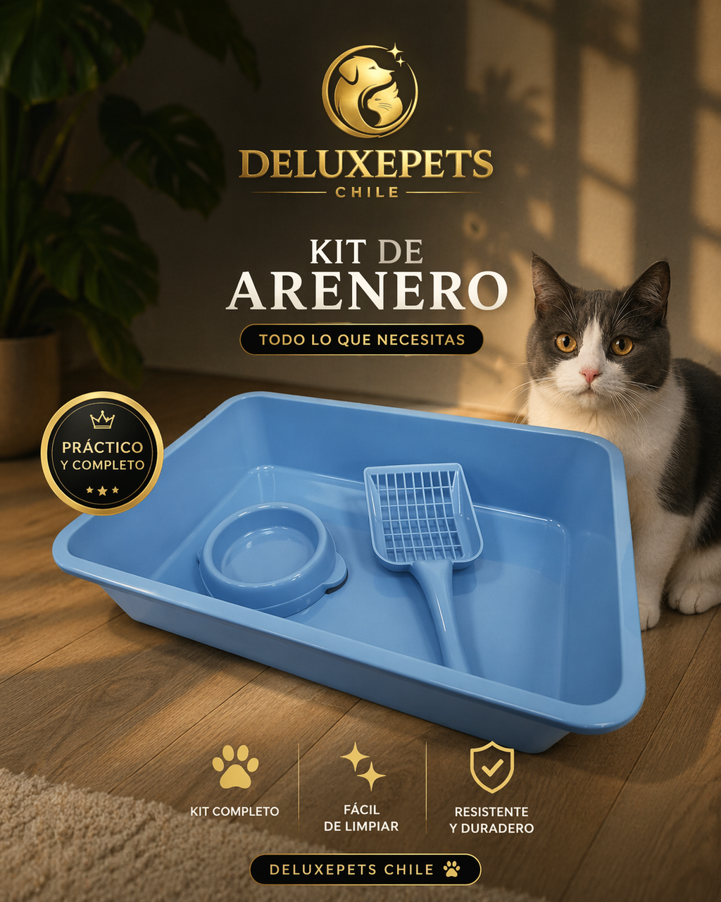 Kit de Arenero para Gato DeluxePets — Todo en Uno, Práctico y Limpio