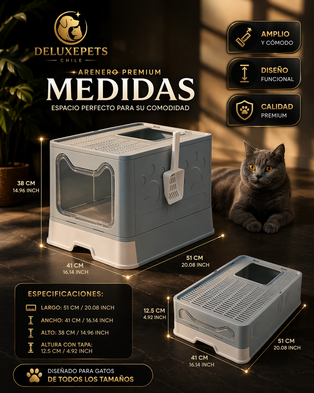 Arenero Cerrado Premium para Gatos DeluxePets — Más Limpieza, Menos Olores