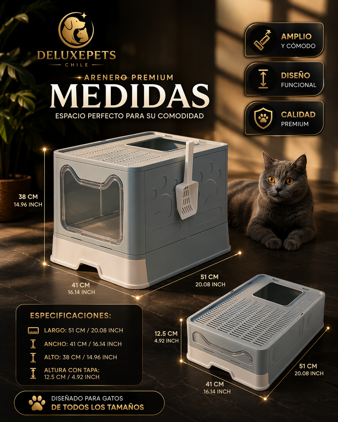 Arenero Cerrado Premium para Gatos DeluxePets — Más Limpieza, Menos Olores